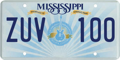 MS license plate ZUV100