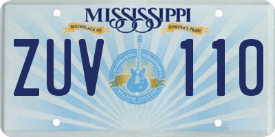 MS license plate ZUV110