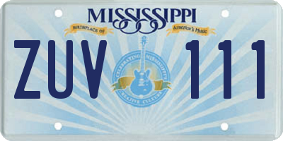 MS license plate ZUV111