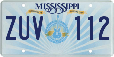 MS license plate ZUV112