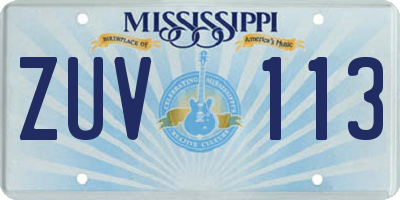 MS license plate ZUV113