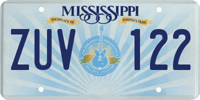 MS license plate ZUV122