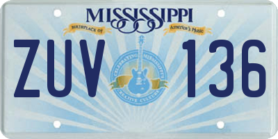 MS license plate ZUV136