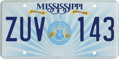 MS license plate ZUV143