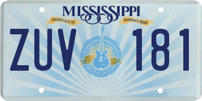 MS license plate ZUV181