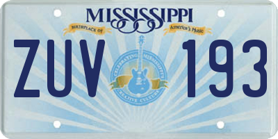 MS license plate ZUV193