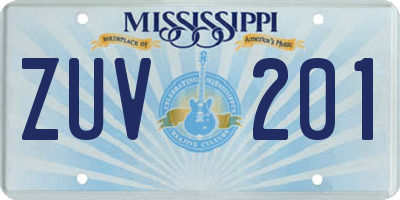 MS license plate ZUV201