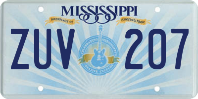 MS license plate ZUV207