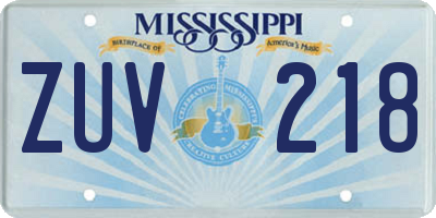 MS license plate ZUV218