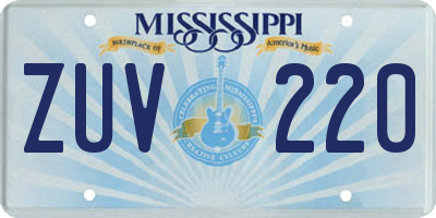 MS license plate ZUV220