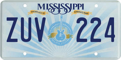 MS license plate ZUV224