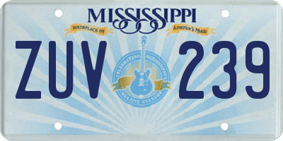 MS license plate ZUV239