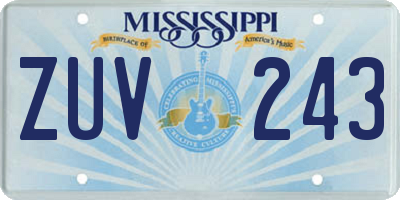 MS license plate ZUV243