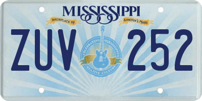 MS license plate ZUV252