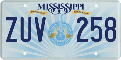 MS license plate ZUV258