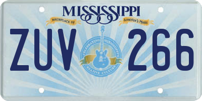 MS license plate ZUV266
