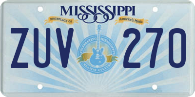 MS license plate ZUV270