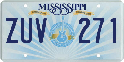 MS license plate ZUV271