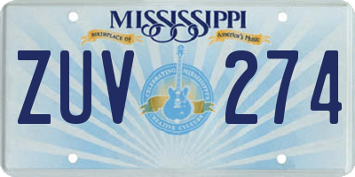 MS license plate ZUV274