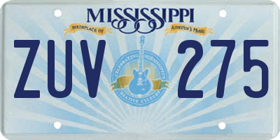 MS license plate ZUV275