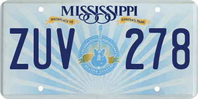 MS license plate ZUV278