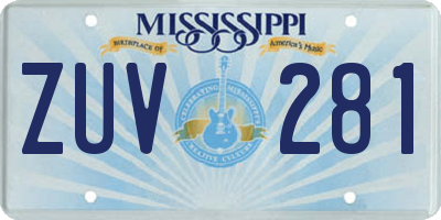 MS license plate ZUV281