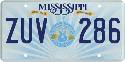 MS license plate ZUV286