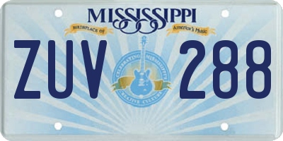 MS license plate ZUV288