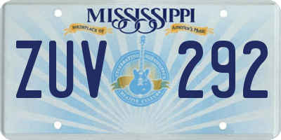MS license plate ZUV292