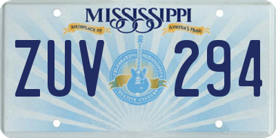 MS license plate ZUV294