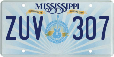MS license plate ZUV307
