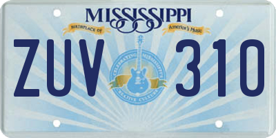 MS license plate ZUV310