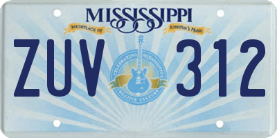 MS license plate ZUV312