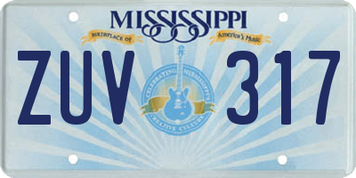 MS license plate ZUV317