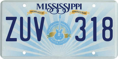 MS license plate ZUV318