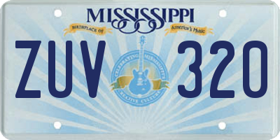 MS license plate ZUV320