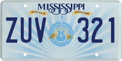 MS license plate ZUV321