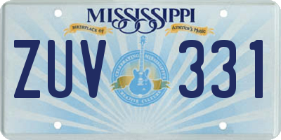 MS license plate ZUV331