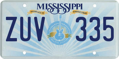 MS license plate ZUV335