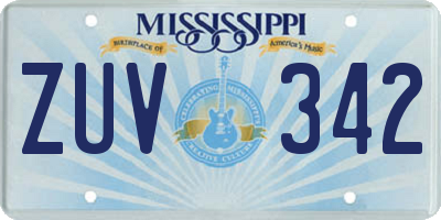 MS license plate ZUV342