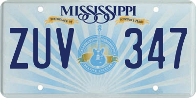 MS license plate ZUV347