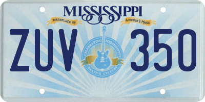 MS license plate ZUV350