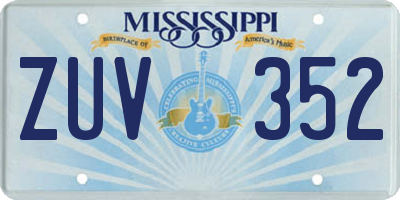 MS license plate ZUV352