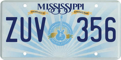MS license plate ZUV356