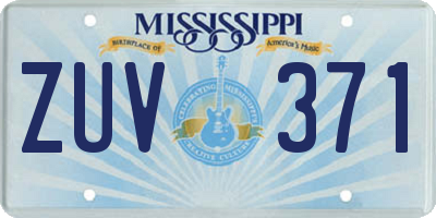 MS license plate ZUV371