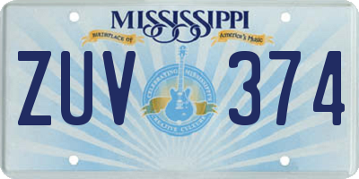 MS license plate ZUV374