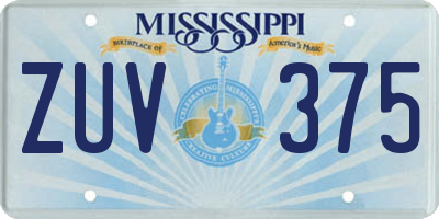 MS license plate ZUV375