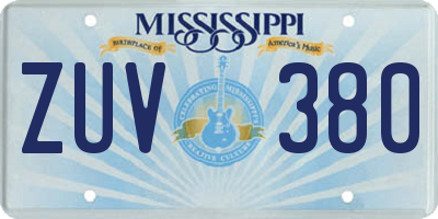 MS license plate ZUV380