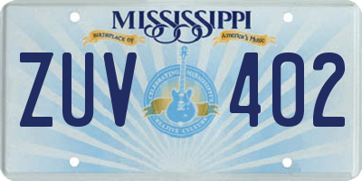 MS license plate ZUV402