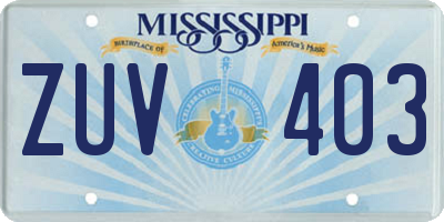 MS license plate ZUV403